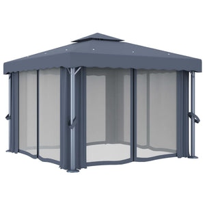 vidaXL Gazebo with Curtain 3x3 m Anthracite Aluminium