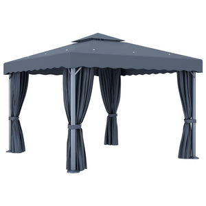 vidaXL Gazebo with Curtain 3x3 m Anthracite Aluminium