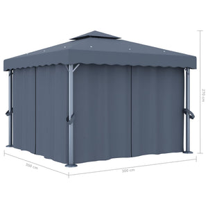 vidaXL Gazebo with Curtain 3x3 m Anthracite Aluminium