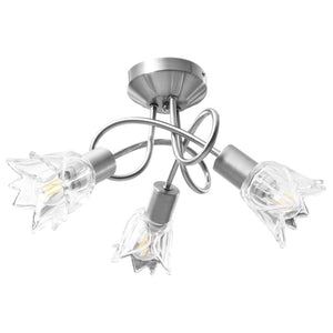 vidaXL Ceiling Lamp with Transparent Glass Shades for 3 E14 Bulbs Tulip