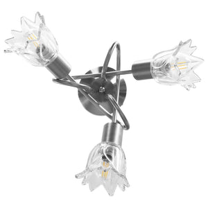 vidaXL Ceiling Lamp with Transparent Glass Shades for 3 E14 Bulbs Tulip