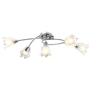 vidaXL Ceiling Lamp with Transparent Glass Shades for 5 E14 Bulbs Tulip