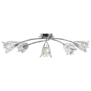 vidaXL Ceiling Lamp with Transparent Glass Shades for 5 E14 Bulbs Tulip