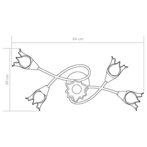 vidaXL Ceiling Lamp with Transparent Glass Shades for 5 E14 Bulbs Tulip