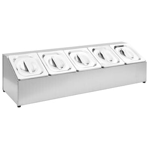 vidaXL Gastronorm Container Holder with 5 GN 1/6 Pan Stainless Steel