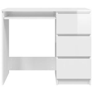 vidaXL Desk High Gloss White 90x45x76 cm Engineered Wood