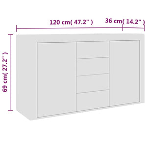 vidaXL Sideboard White 120x36x69 cm Engineered Wood