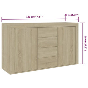 vidaXL Sideboard Sonoma Oak 120x36x69 cm Engineered Wood