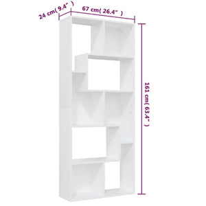 vidaXL Book Cabinet White 67x24x161 cm Engineered Wood