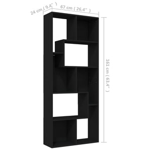 vidaXL Book Cabinet Black 67x24x161 cm Engineered Wood