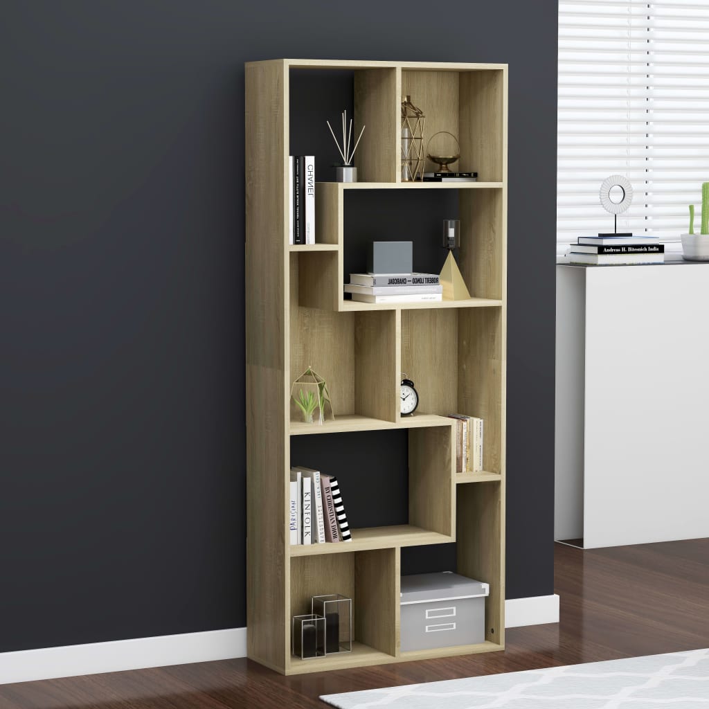 vidaXL Book Cabinet Sonoma Oak 67x24x161 cm Engineered Wood