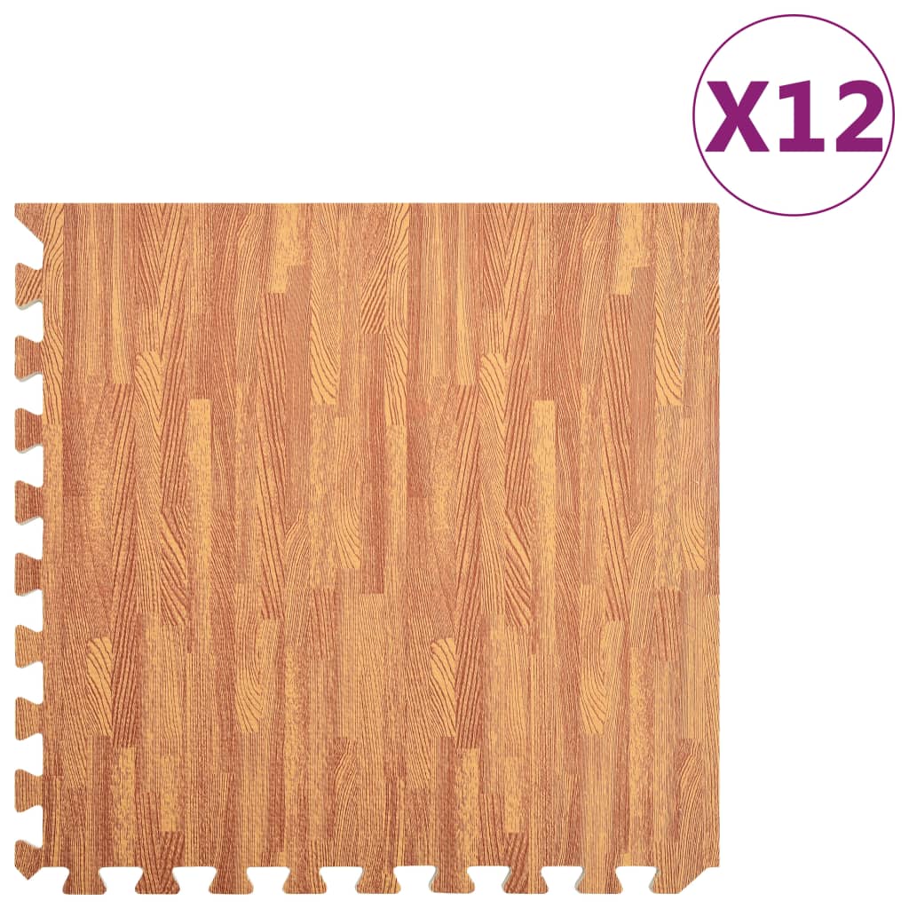 vidaXL Floor Mats 12 pcs Wood Grain 4.32 ㎡ EVA Foam