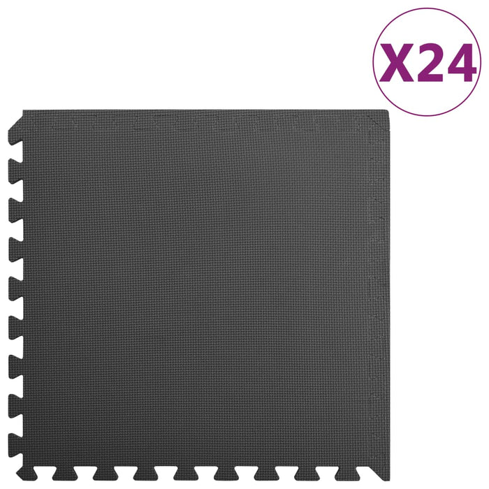 vidaXL Floor Mats 24 pcs 8.64 ㎡ EVA Foam Black