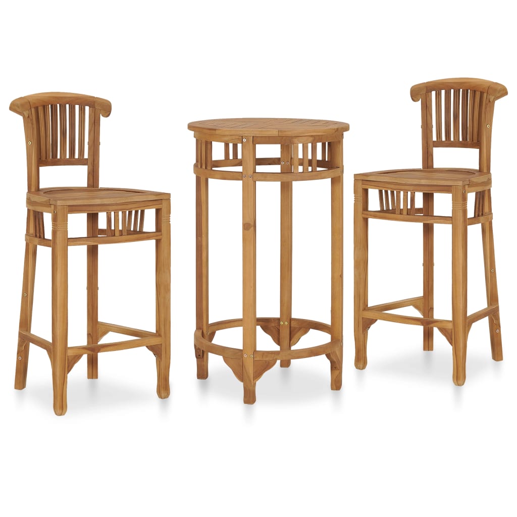 vidaXL 3 Piece Garden Bar Set Solid Teak Wood