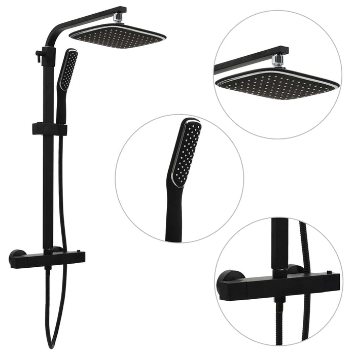 vidaXL Dual Head Shower Set with Mixer and Hose Black