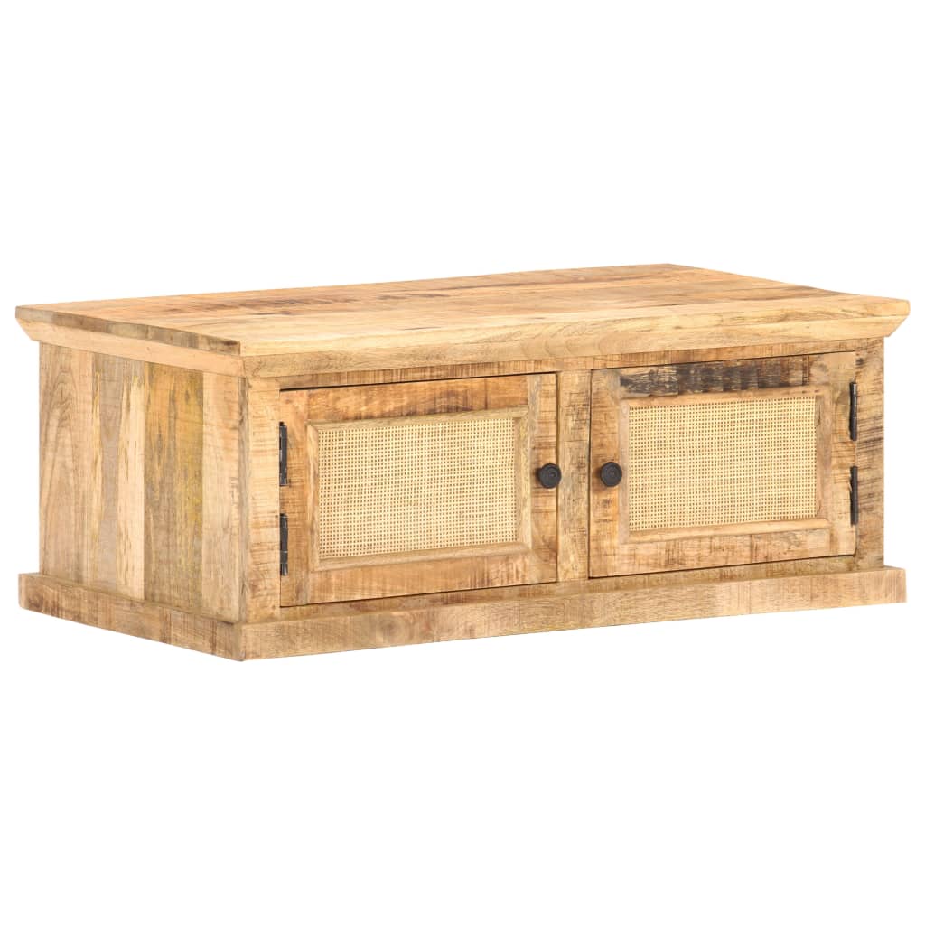 vidaXL Coffee Table 90x50x35 cm Solid Mango Wood and Natural Cane