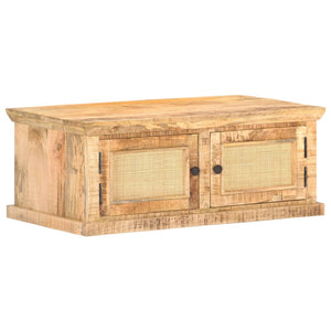 vidaXL Coffee Table 90x50x35 cm Solid Mango Wood and Natural Cane