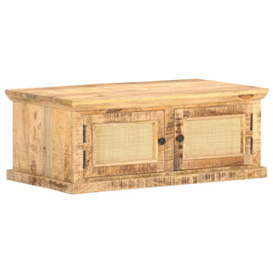 vidaXL Coffee Table 90x50x35 cm Solid Mango Wood and Natural Cane