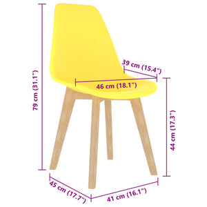 vidaXL Dining Chairs 2 pcs Yellow Plastic