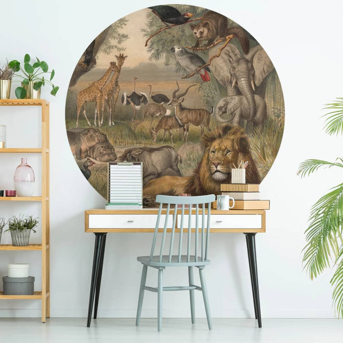 WallArt Wallpaper Circle Animals of Africa 190 cm