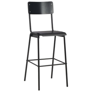 vidaXL Bar Chairs 4 pcs Black Solid Plywood Steel