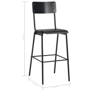 vidaXL Bar Chairs 4 pcs Black Solid Plywood Steel