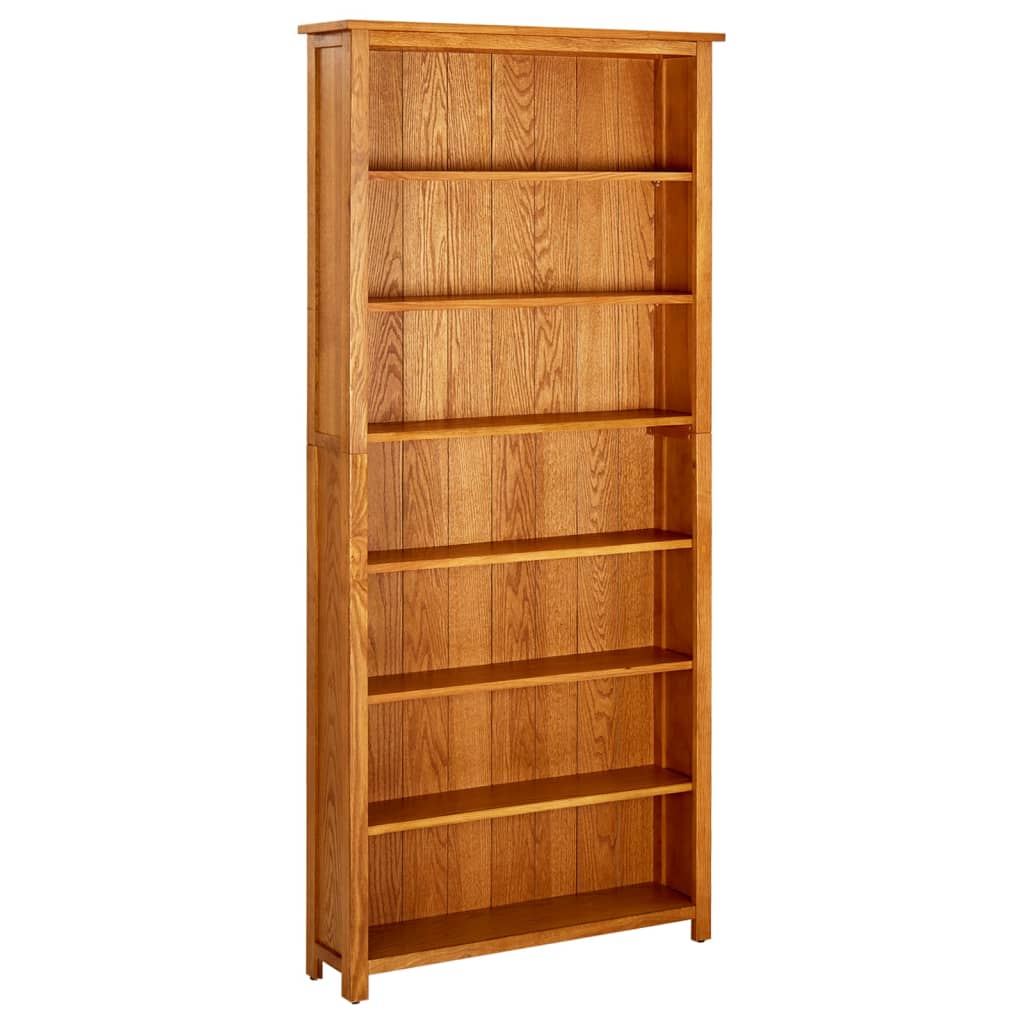 vidaXL 7-Tier Bookcase 90x22.5x200 cm Solid Oak Wood