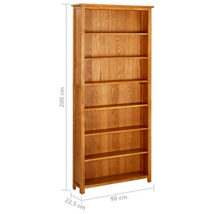 vidaXL 7-Tier Bookcase 90x22.5x200 cm Solid Oak Wood