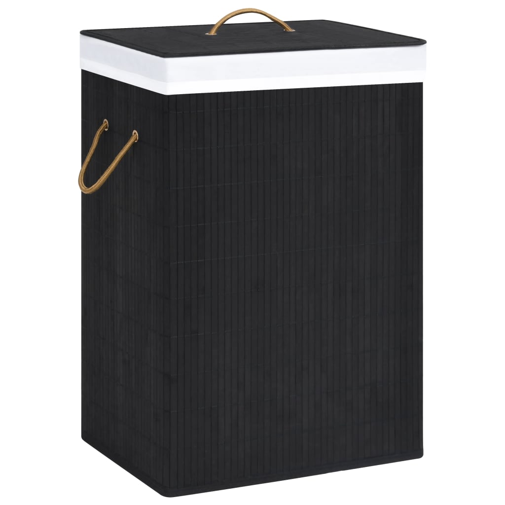 vidaXL Bamboo Laundry Basket Black 72 L