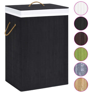 vidaXL Bamboo Laundry Basket Black