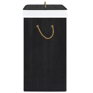 vidaXL Bamboo Laundry Basket Black