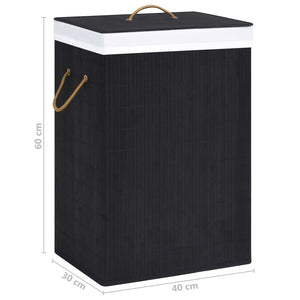 vidaXL Bamboo Laundry Basket Black