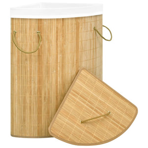 vidaXL Bamboo Corner Laundry Basket 60 L