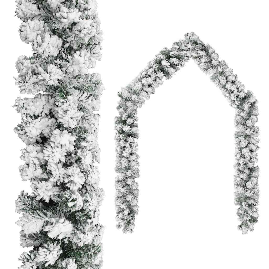 vidaXL Christmas Garland with Flocked Snow Green 20 m PVC