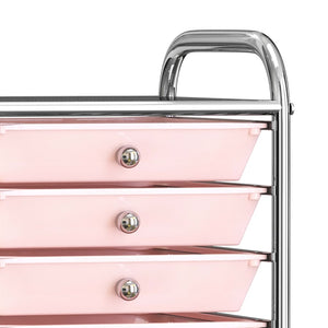 vidaXL 10-Drawer Mobile Storage Trolley Ombre Pink Plastic