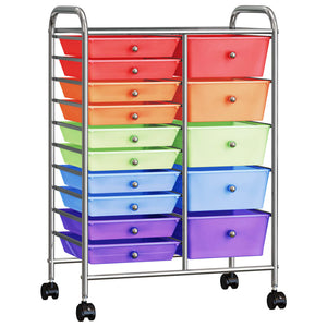 vidaXL XXL 15-Drawer Mobile Storage Trolley Multicolour Plastic