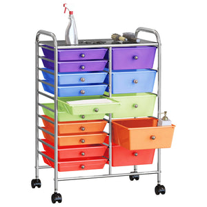 vidaXL XXL 15-Drawer Mobile Storage Trolley Multicolour Plastic