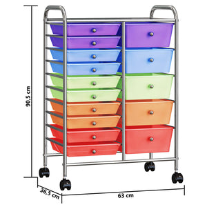 vidaXL XXL 15-Drawer Mobile Storage Trolley Multicolour Plastic