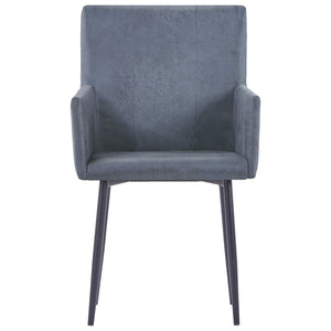 vidaXL Dining Chairs with Armrests 4 pcs Grey Faux Suede Leather