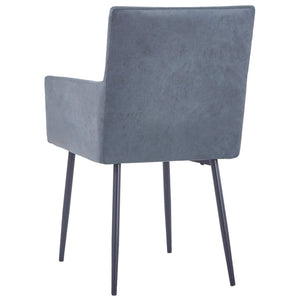 vidaXL Dining Chairs with Armrests 4 pcs Grey Faux Suede Leather