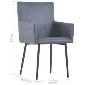 vidaXL Dining Chairs with Armrests 4 pcs Grey Faux Suede Leather