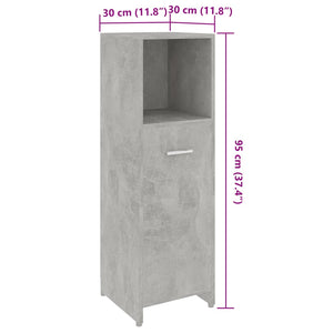 vidaXL Bathroom Cabinet Concrete Grey 30x30x95 cm Engineered Wood