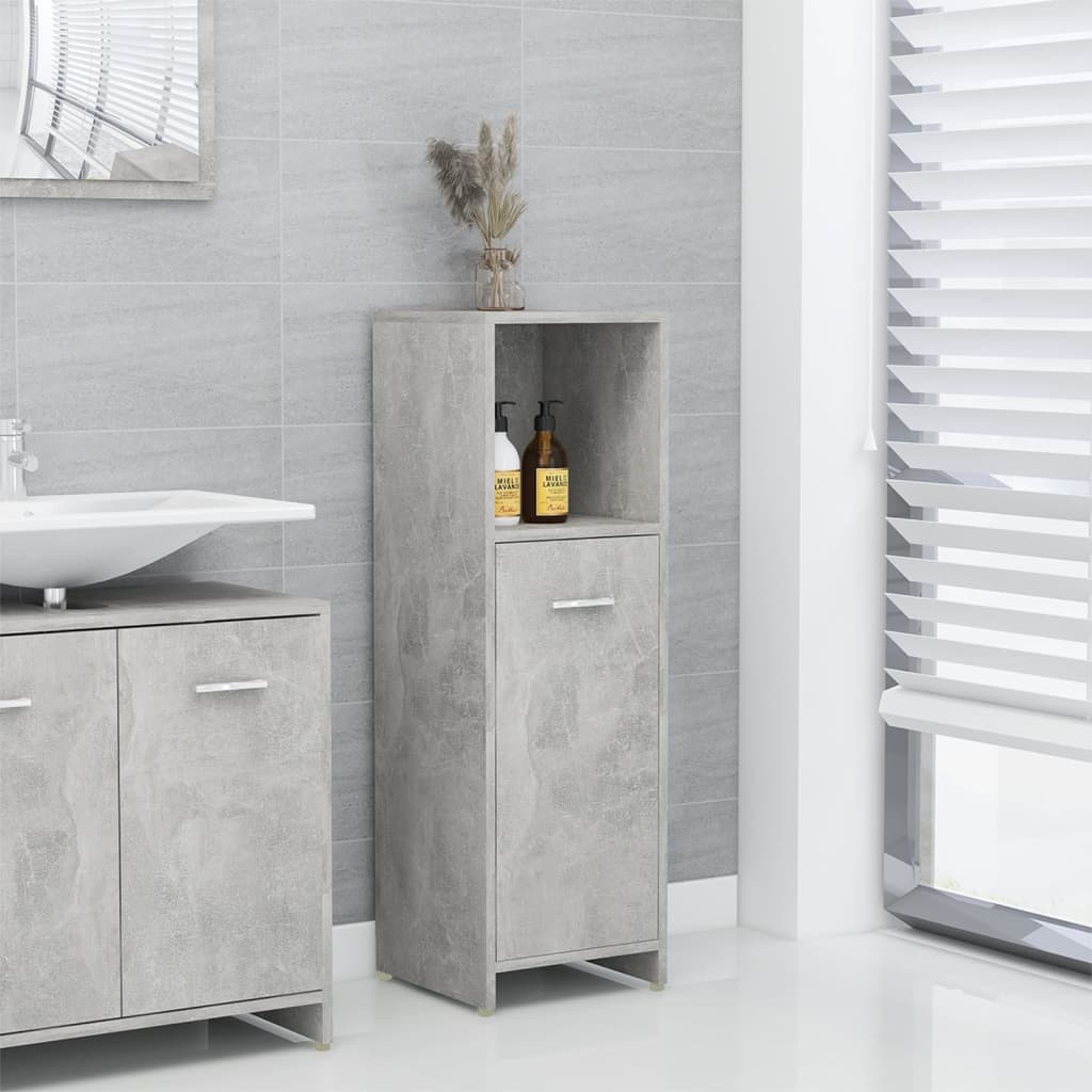 vidaXL Bathroom Cabinet Concrete Grey 30x30x95 cm Engineered Wood