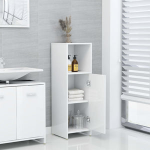 vidaXL Bathroom Cabinet High Gloss White 30x30x95 cm Engineered Wood