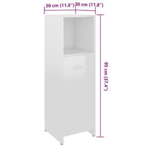 vidaXL Bathroom Cabinet High Gloss White 30x30x95 cm Engineered Wood