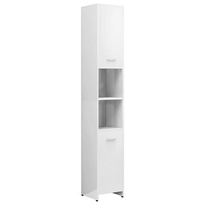 vidaXL Bathroom Cabinet High Gloss White 30x30x183.5 cm Engineered Wood