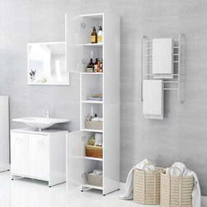 vidaXL Bathroom Cabinet High Gloss White 30x30x183.5 cm Engineered Wood