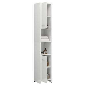 vidaXL Bathroom Cabinet High Gloss White 30x30x183.5 cm Engineered Wood