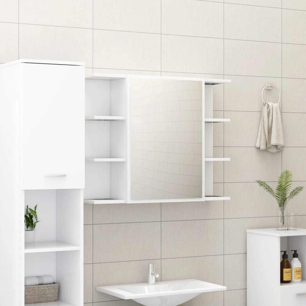 vidaXL Bathroom Mirror Cabinet White 80x20.5x64 cm Engineered Wood