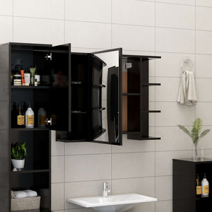 vidaXL Bathroom Mirror Cabinet Black 80x20.5x64 cm Engineered Wood